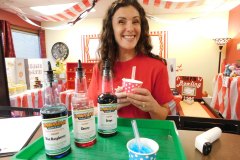 Teacher serving icies.